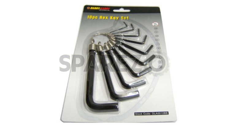 10 Pc Hex Key Set Useful Tool For Motorcycle Restorers - SPAREZO